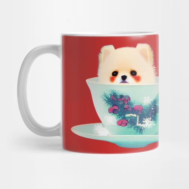 Adorable Teacup Pomeranian Dog White Pomeranian Puppy in Teacup by Mochabonk